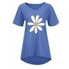 Women Summer Tops V-neck Floral Print Short Sleeve T-Shirts Graphic Blouse
