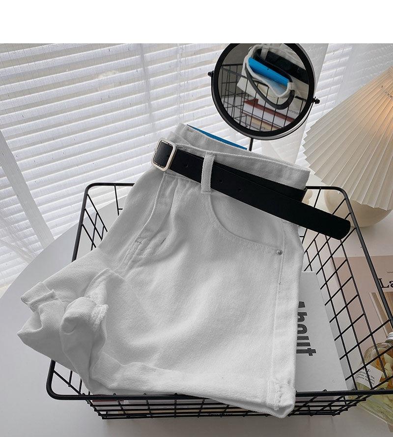 Summer Wide Leg Denim Shorts with Belt Women Korean Fashion High Waist Poclet Hot Pants Cowboy Jeans Streetwear Y2K Short Pants