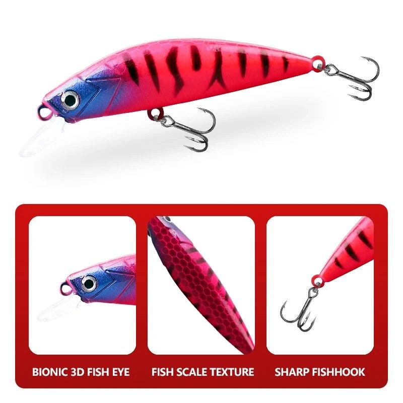 5pcs/box Fishing Lure 50mm 6.3g Luminous Minnow Bait Slow Sinking Lure Far Casting Swimbait Realistic Artificial Hard Bait