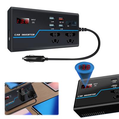 200W Car Power Inverter Fast Charger Car Voltage Converter Car Plug Adapter Outlet Converter for Road Trip Camping Charging