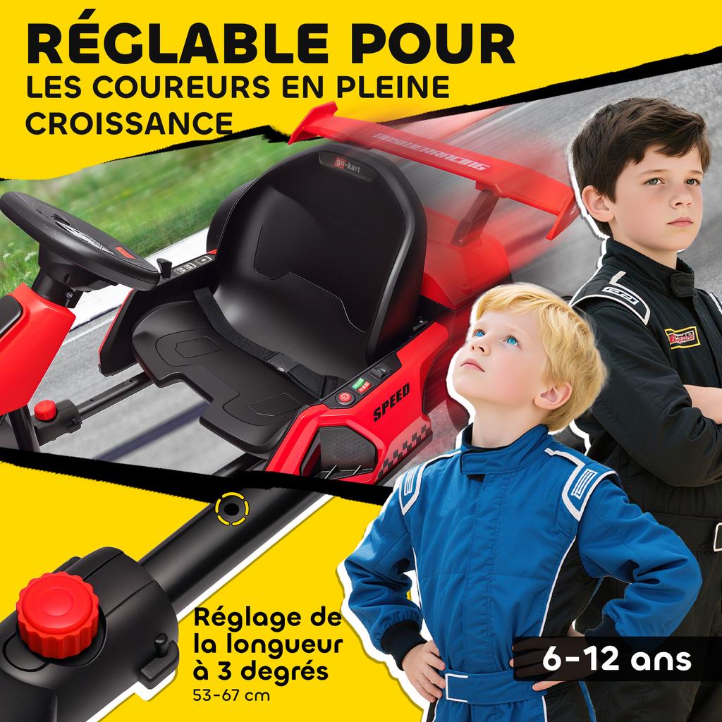 Electric go-kart for children 2 x 150W motor 24 V battery 120 x 76 x 53.5 cm red