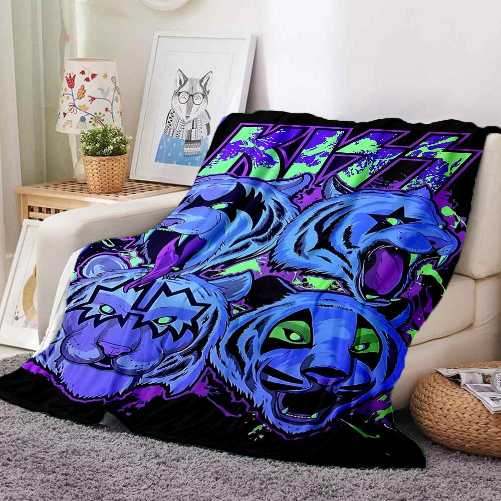 1PC KISS Band Blanket Soft Warm All Season Throw for Sofa, Bed, Car, Office Vibrant Colorful Design, Durable & Cozy Gift