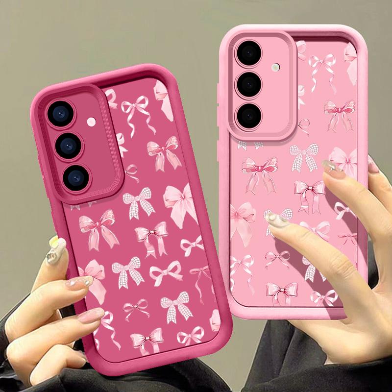 Růžové mašličky Pouzdro Pro Samsung Galaxy S25 S24 Ultra Edge S23 S22 Plus S21 FE A15 A16 A26 A35 A36 A54 A55 A56 5G Kryt Mašličky