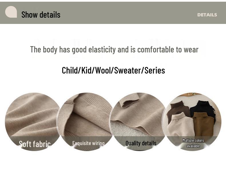 2025 Kinder Wollrollkragenpullover - Jungen Koreanischer Stil Einfarbiger Pullover Strickware