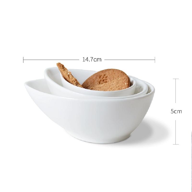 Water Drop Ceramic Bowl Pure White Ceramic Sauce Dish Bowl Baking Bowl Dessert Bowl Caviar Dish Small Sauce Bowl Tableware