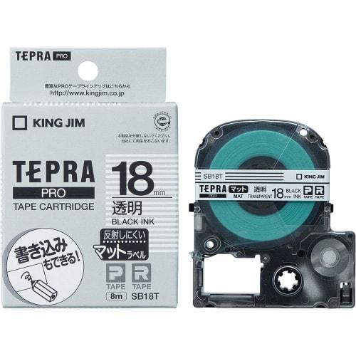 

[Genuine] Kingjim Tepra PRO Tape Cartridge Matte 18mm Transparent Label/Black Letters Length 8m SB18T