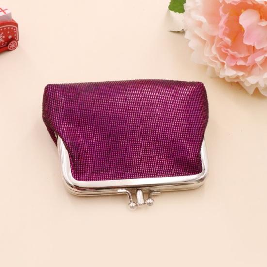 Vintage Glitter Mini Coin Purse, Portable Kiss Lock Closure Change Pouch, Double-layer Coin Wallet for Cards, Jewelry, Cash, Keys