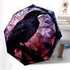 Stained Glass Raven Wall Art Decor - Circular Gothic Bird Painting for Home, Office, or Dorm Room Decoration (12 Diameter) Umbrella, Hallo