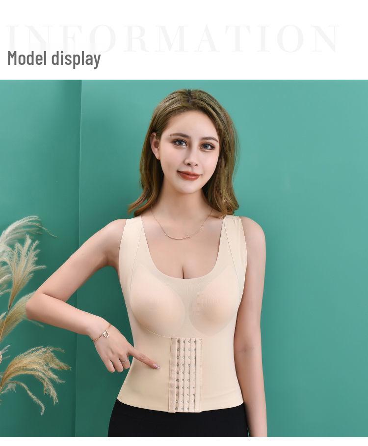 Postpartum Slimming Waist Trainer Bra Vest with Chest Pads and Anti-Hunchback Support