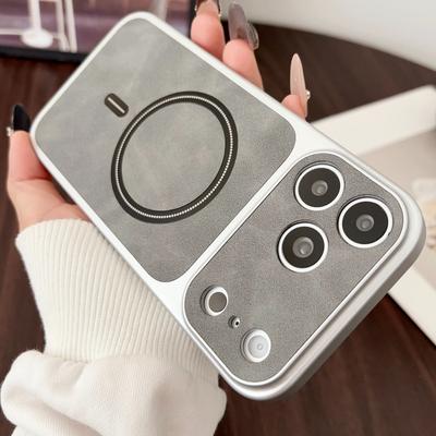 Leather Magnetic Phone Case For For Iphone 17 Air 16 1 14 13 Pro Max For  Wireless Charge Shockproof Cover Coque