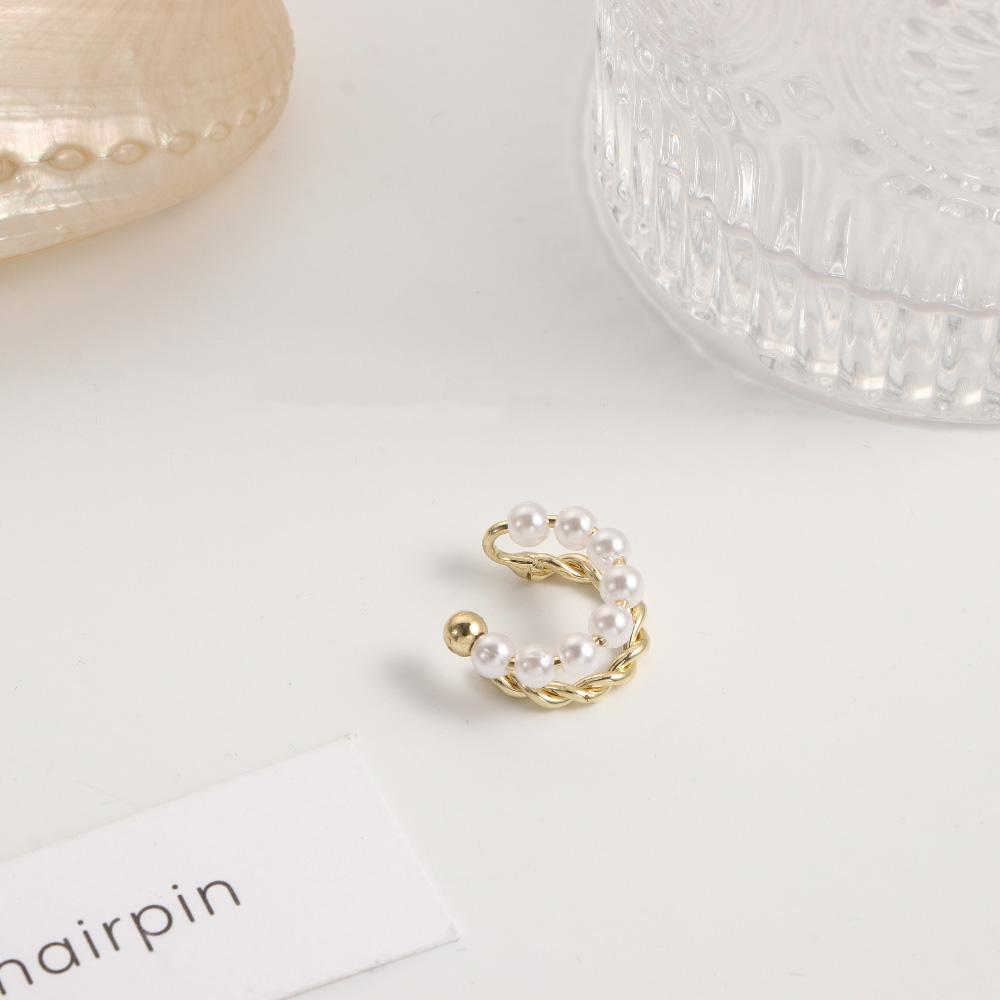 Pearl Metal Jewelry Accessories Fake Cartilage Ear Clip Ear Cuff Round Bead Earrings Clip Earrings