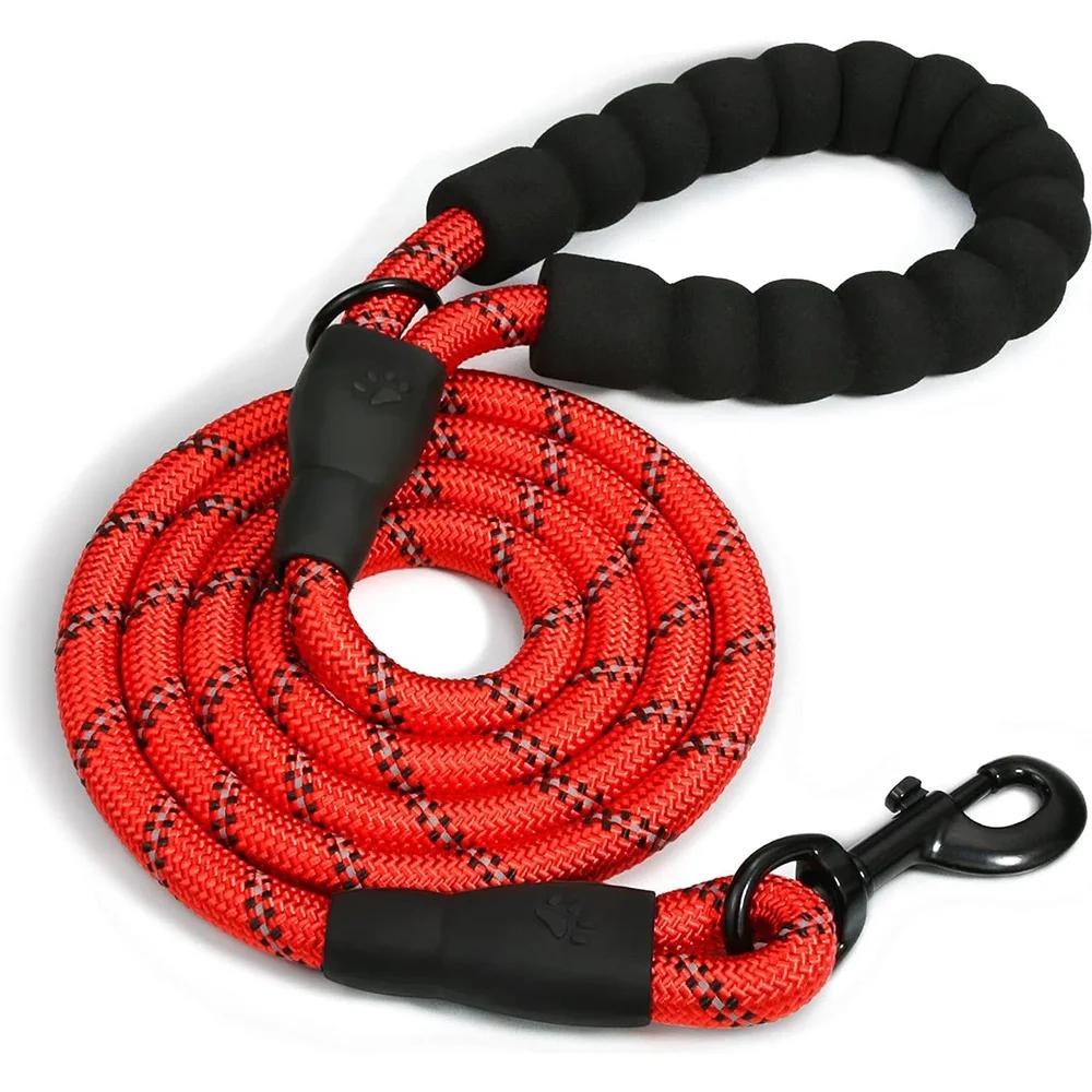 1.2cm 150cm/300cm Heavy Duty Nylon Braided Rope Dog Leash Comfortable Padded Handle Reflective Leashes for Medium Large Dog