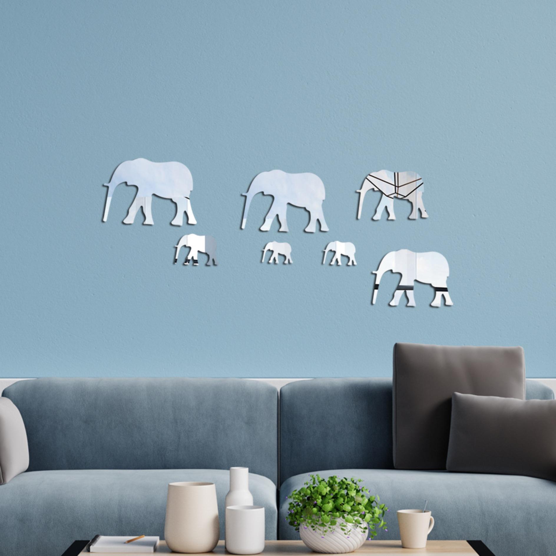 

Cartoon elephant children s room kindergarten living room wall decoration mirror self-adhesive three-dimensional acrylic wall sticker