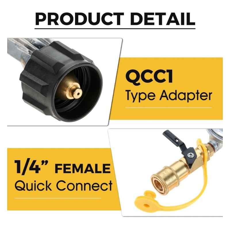 High Flows Gas Quick Connecting Fittings 1/4Inch with Adjustable Flame Control up to 30000BTU for Camping Equipment