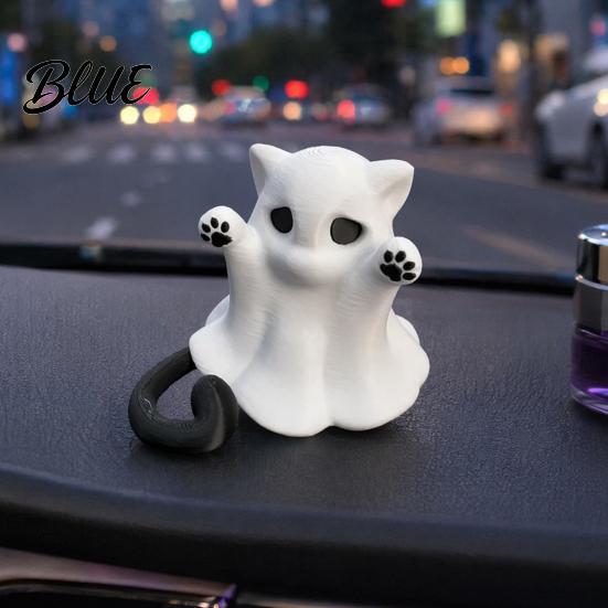 White Ghost Cat Ornament Figure 3D Printed Decorative Ornament