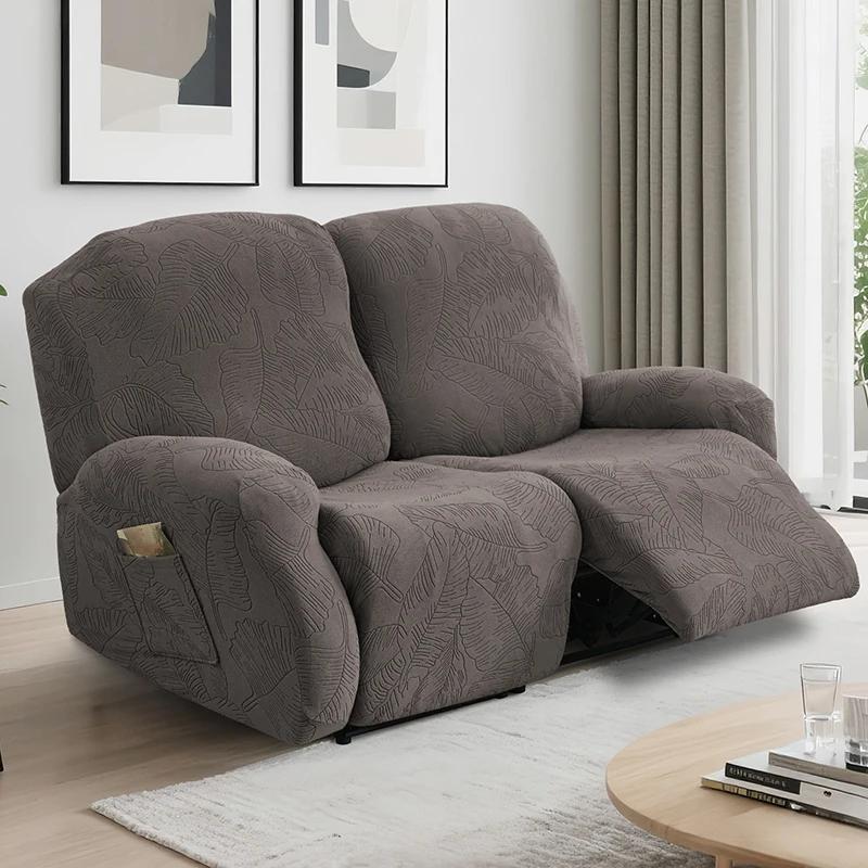 1/2 Seat Recliner Chair Covers Elastic Leaves Jacquard Armchair Slipcover Anti-Slip Furniture Protector Living Room Home Decor