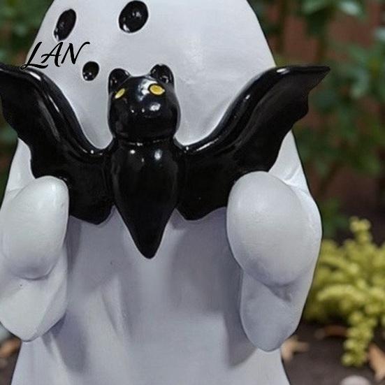 Decorative Ghost for Home Halloween Figurine, Cute Resin Statue, Creative Holding Unique Accents Bat/Drink Tabletop Ornament Party, Trick or