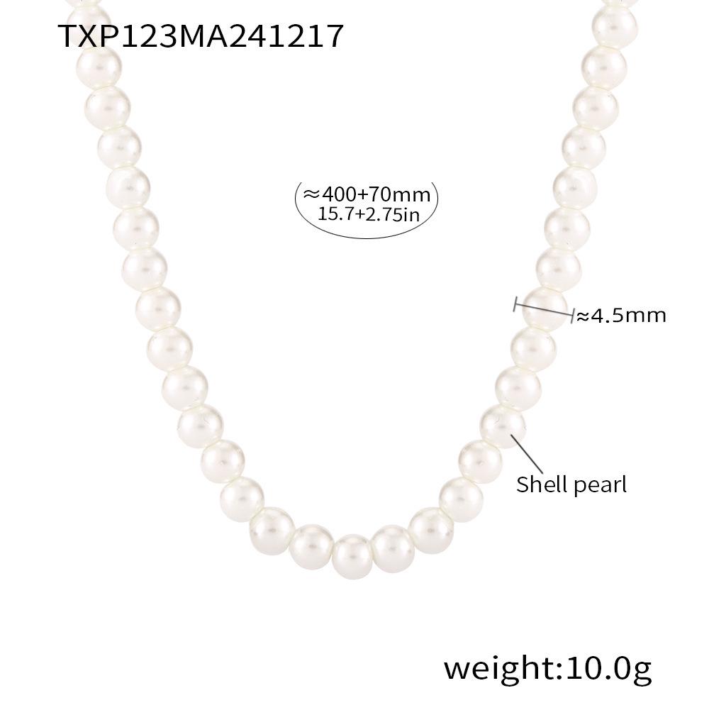 Qiong Yao Mother-of-Pearl Double Layer Stainless Steel Necklace with Gold PVD Coating - Light Luxury Fashion Jewelry