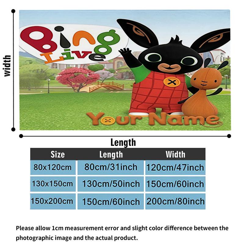 1PC Bing Custom Name Patterned Flannel Blanket Suitable For All Seasons for Home Decor Warmth and Comfort Gifts Holiday Present