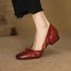New women's casual single shoes shallow mouth round head beef tendon sole four seasons lazy shoes comfortable low heel large size soft sole leather