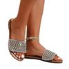 Slipper mit flachem Boden für Damen im Sommer, rundspitzig, Strass-Ein-Linien-Design, lässige Strand-Flip-Flops