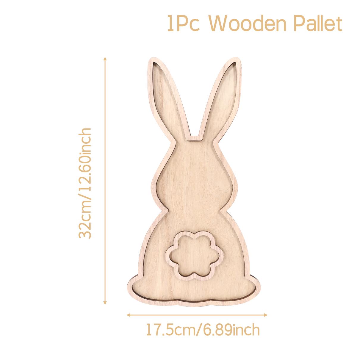 

Easter Bunny Egg Wooden Tray Food Plate Fruit Serving Bread Display Wooden Spring Decor Kids Child Cake Decor Easter Supplies