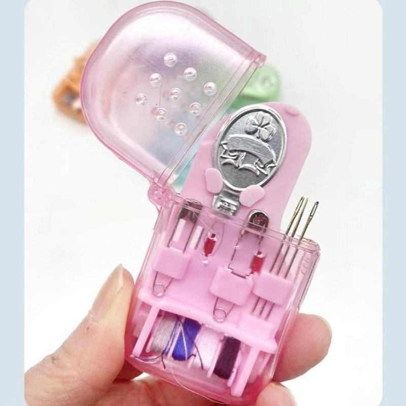 1 Set Mini Portable Travel Sewing Kit Thread Needle Embroidery Stitching Thimble Diy Craft Storage Box