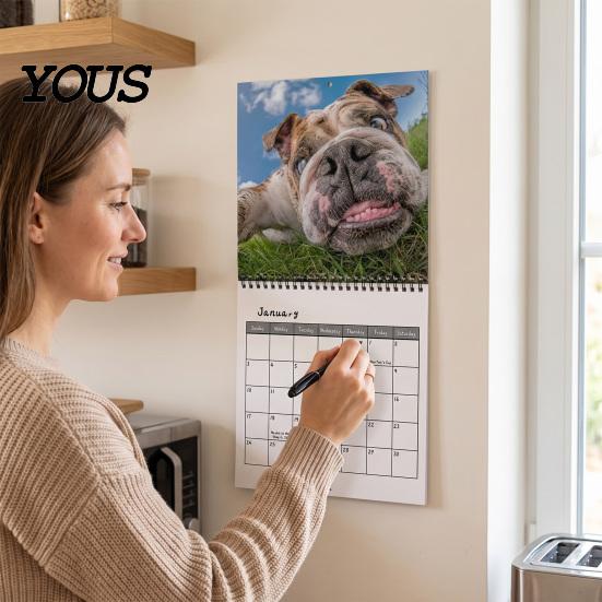 Monthly Schedule Planner 2027 Ugly Animal Selfies Wall Calendar, Funny Farm Photography for Home Practical Family Office Decoration, 12 Month Hanging