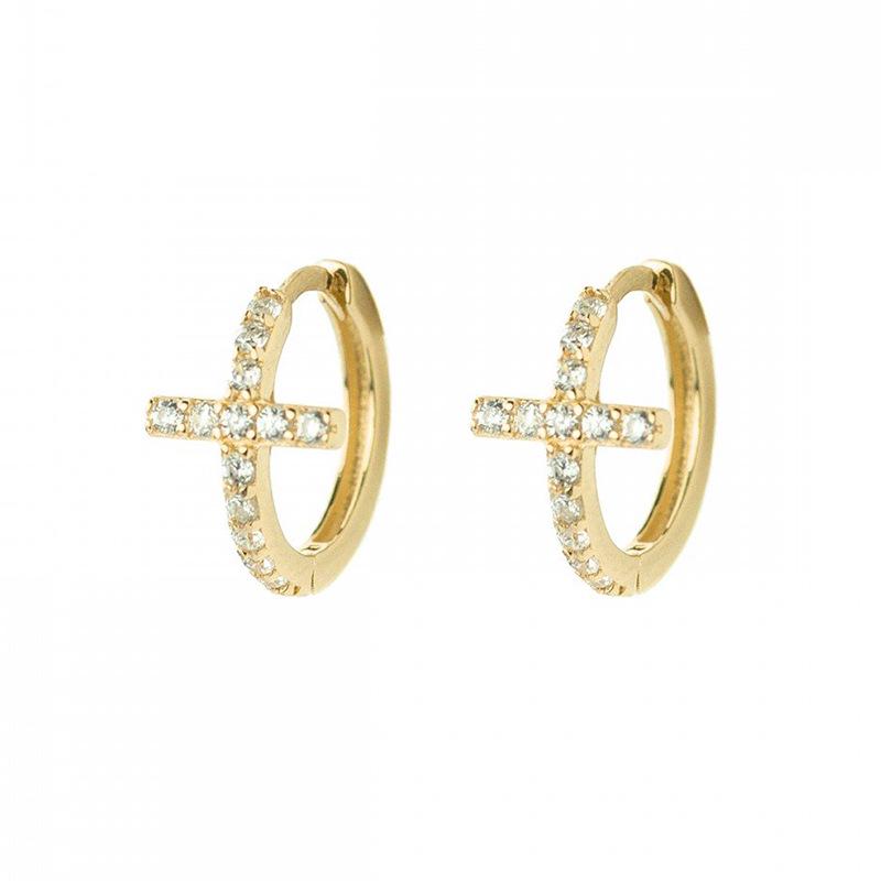 Orecchini a Clip Retro a Forma di Croce con Strass - Stile Ins Molto Venduto