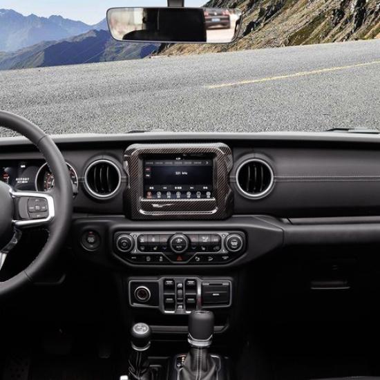 7" GPS Navigation Panel Decor Cover Trim For 2018+ Jeep Wrangler JL Carbon Fiber