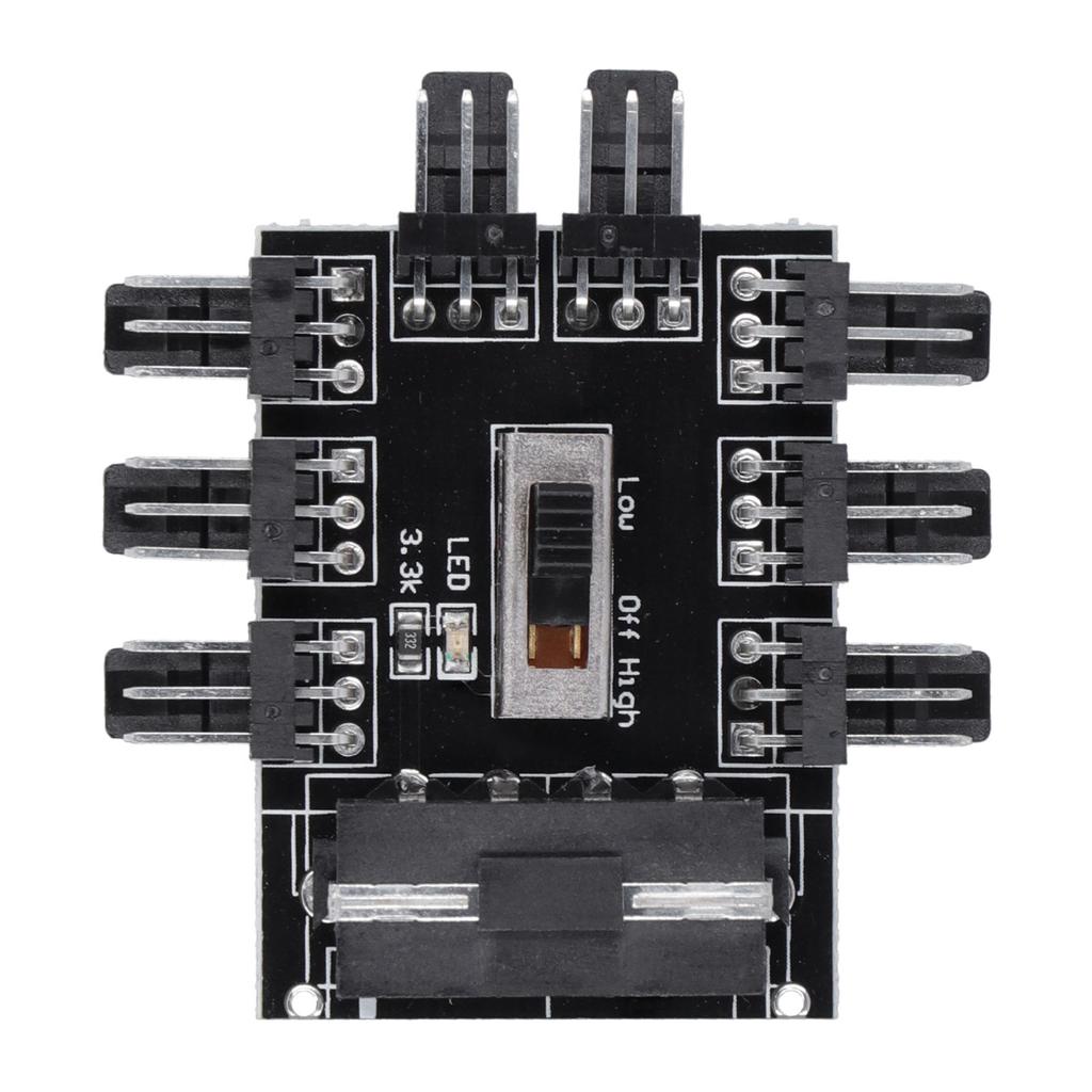 Computer Fan Hub Splitter 8‑Way Speed Controller 3 Pin Extension Cable Big 4 Pin Interface