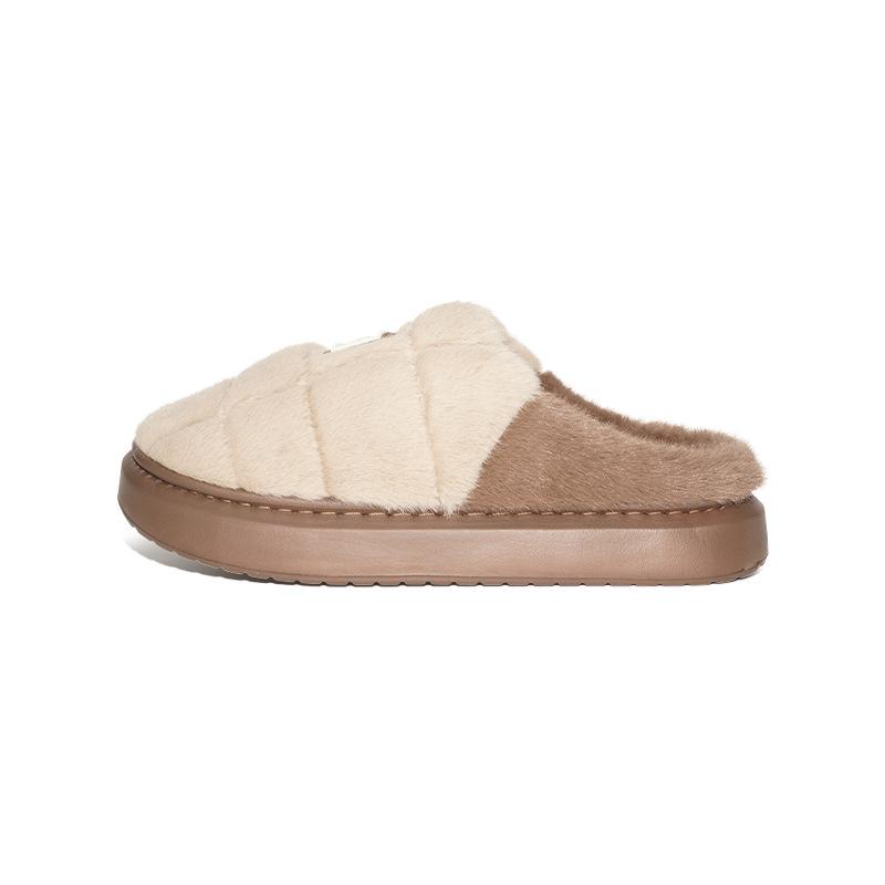 Autumn and Winter Home Anti Slip Warm Furry Slippers EVA Thick Sole with Plush Indoor Cotton Slippers