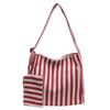 Retro literary handbag simple small fresh striped shoulder bag casual fashion large capacity shopping bag