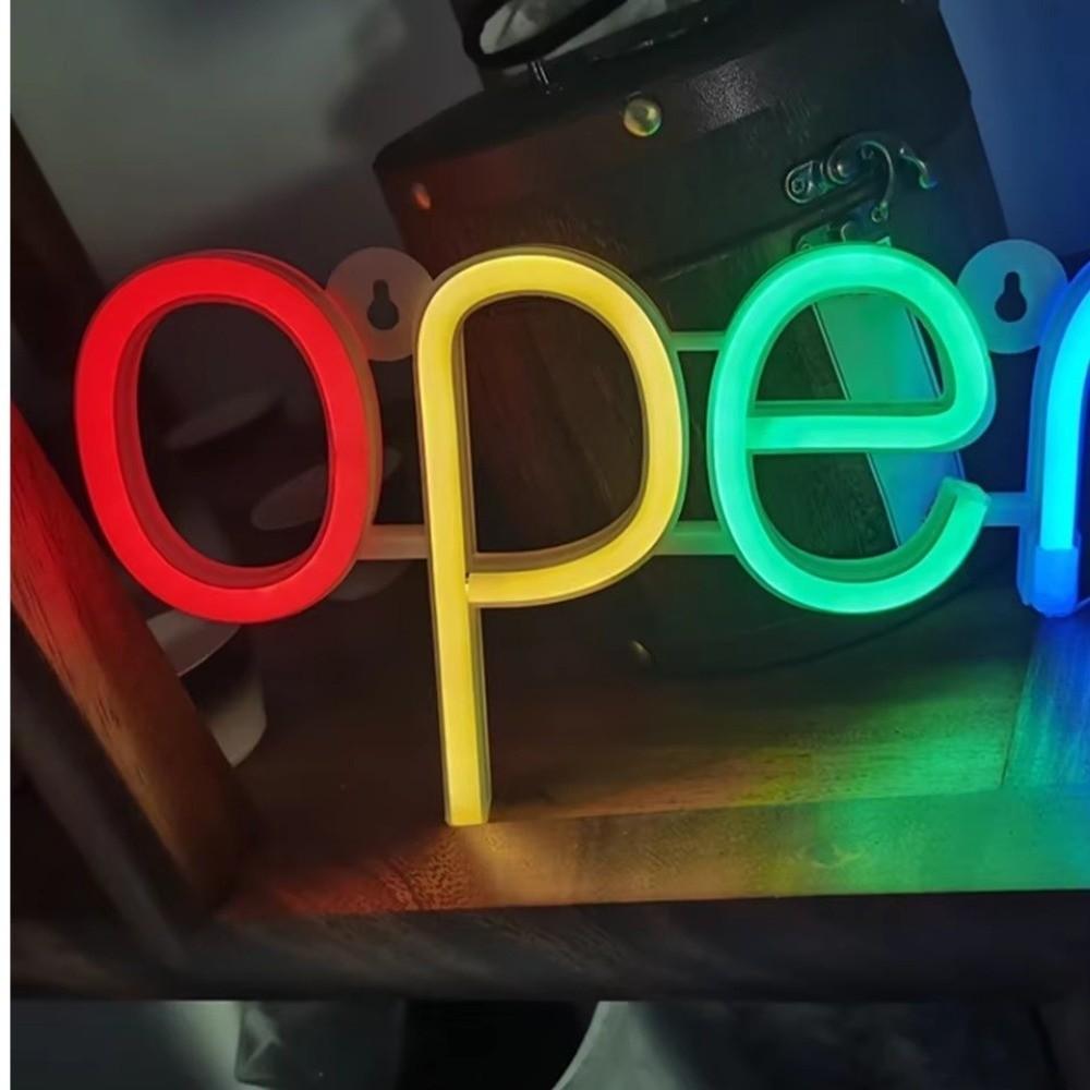 Battery Powered OPEN Letters Neon Lights Colorful Night Lamps LED Neon Sign Light Office Signage
