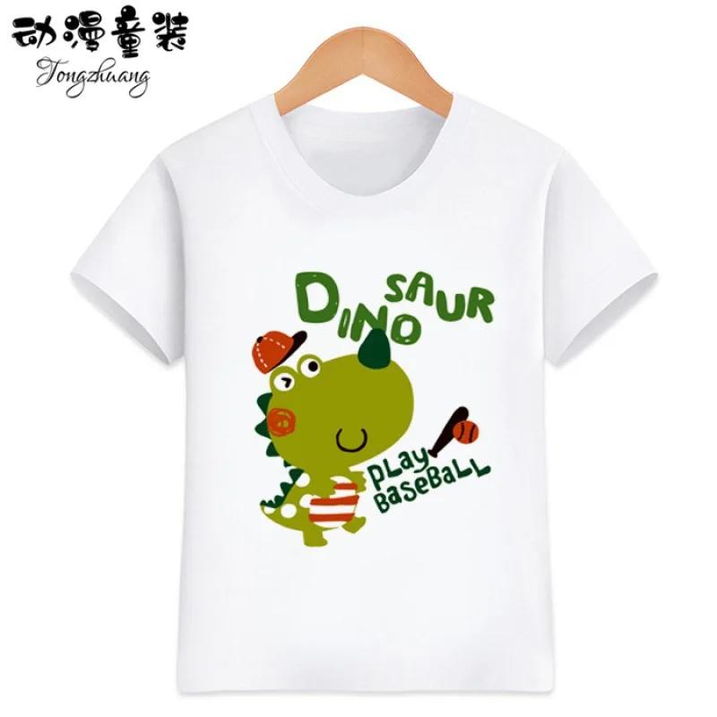 Cute Little Dinosaur Shortsleeved Tshirts for Children Boys And Girls Modal Top Baby Brother Outfits Kids Clothes