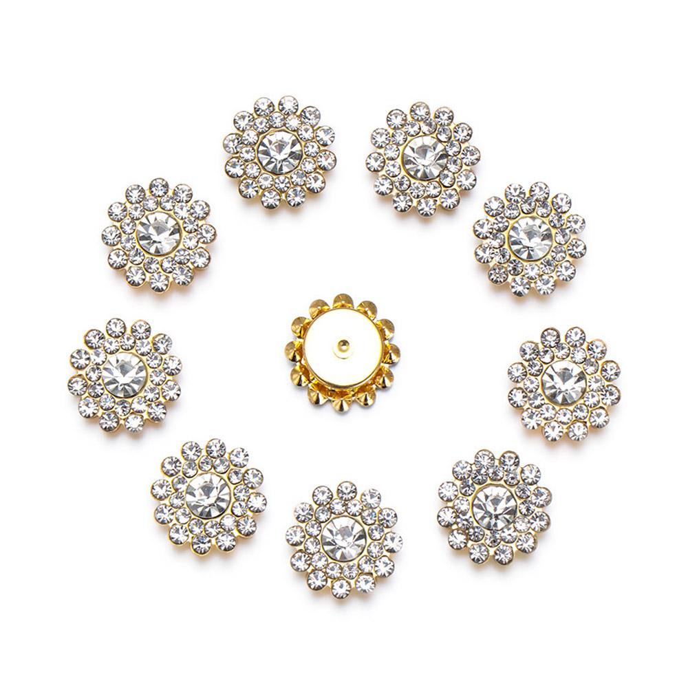 10PCS Pearl Flower Rhinestone Buttons For Hair Pins Clothing Decoration Vintage Buttons DIY Crafts Apparel Sewing Accessories