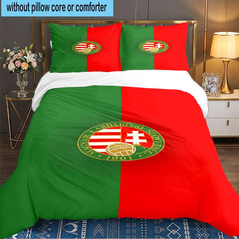 Hungarian Football Emblem 3PCS Bedding set,Ideal for 1pc Duvet Cover And 2pcs Pillowcases Perfect for Fan gift,Ideal for Bedroom, Dormitory