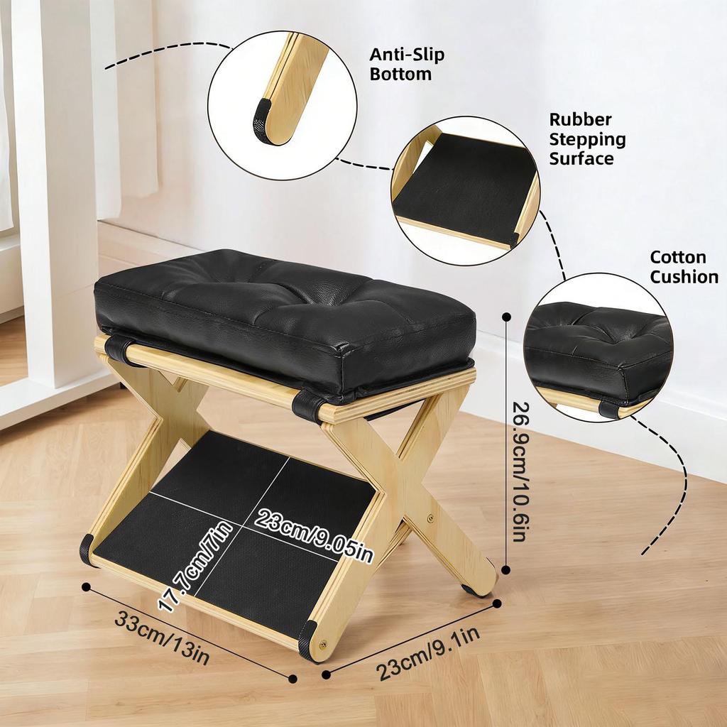 2 Layer Wooden Under Desk Footrest with Non-Slip Rubber Stepping Surface Leg Rest Slanted Small Desk Foot Stool for Home Office