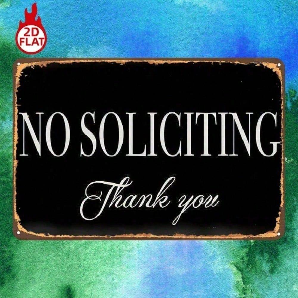 1pc No Soliciting Thank You Metal Sign 8x12 Vintage Iron Wall Art for Door Garage Bar Home Decor