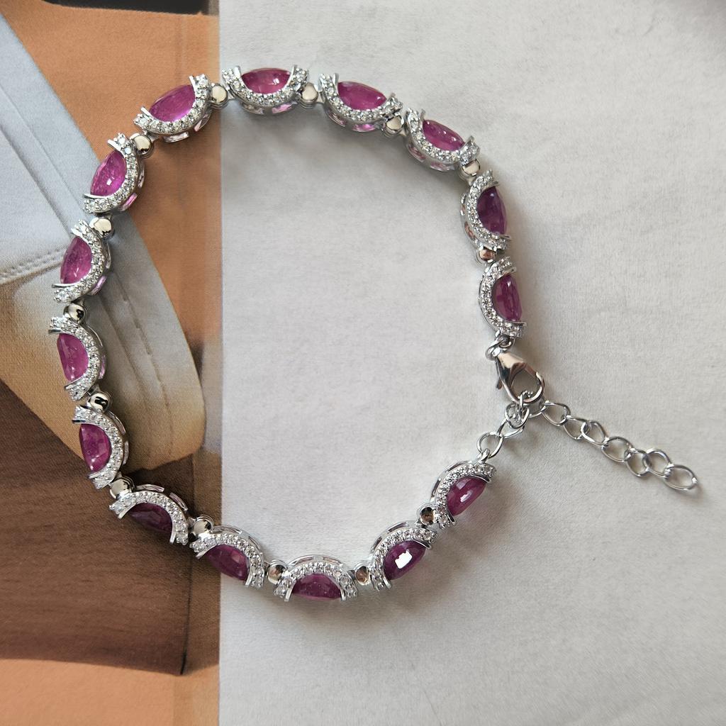 Серебряный браслет с натуральным рубином 13.66ct, вес изделия 12,96 гр (2205715)