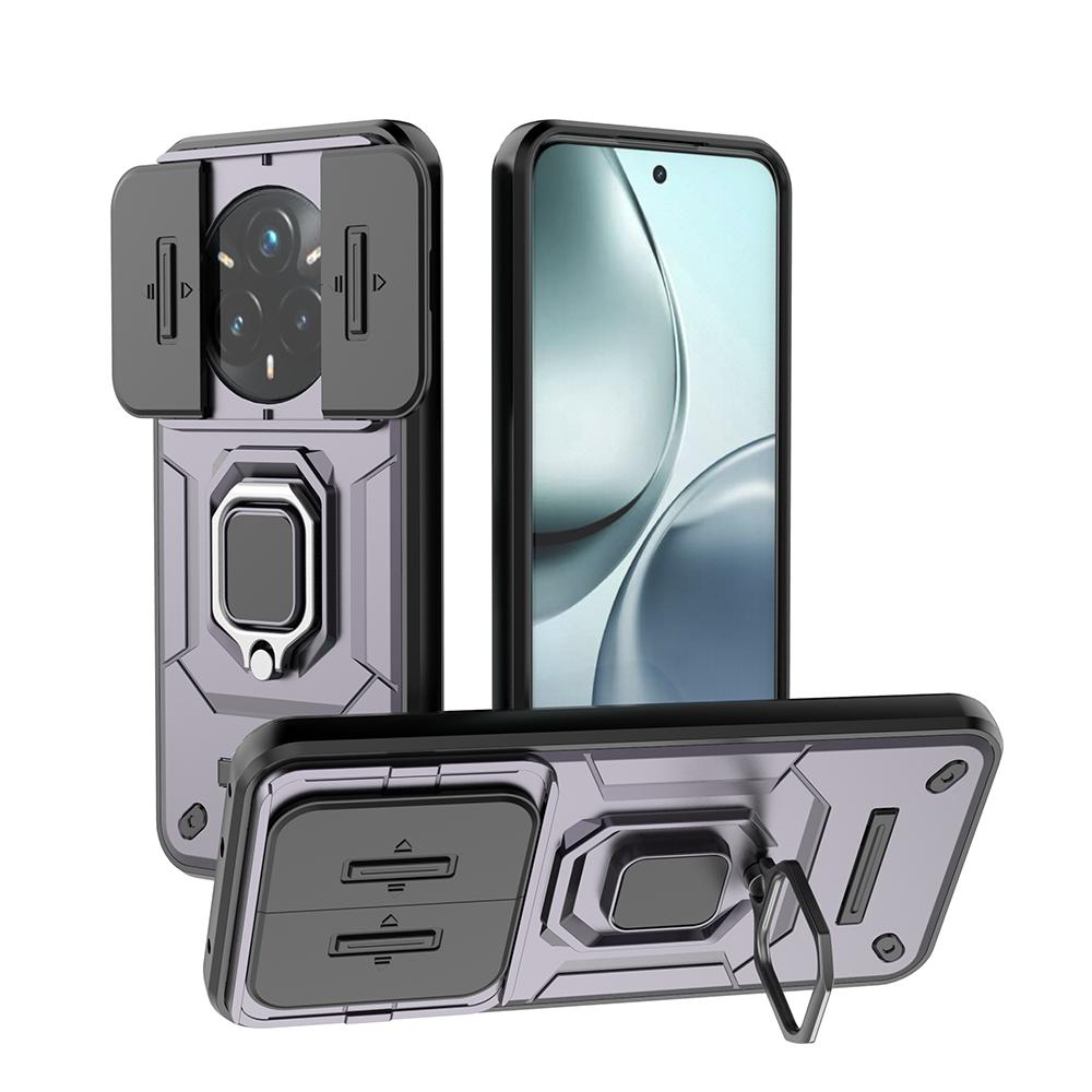 Magnetic Stand Funda for Realme 14 Pro Plus Case Armor Slide Camera Holder Shockproof Back Cover for Realme 14 Pro Capa Realme 14 Pro Plus фиолетовый