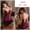 Women's Satin Lace V Neck Padded Cutout Backless Sleep Dress with Robe Lounge Set