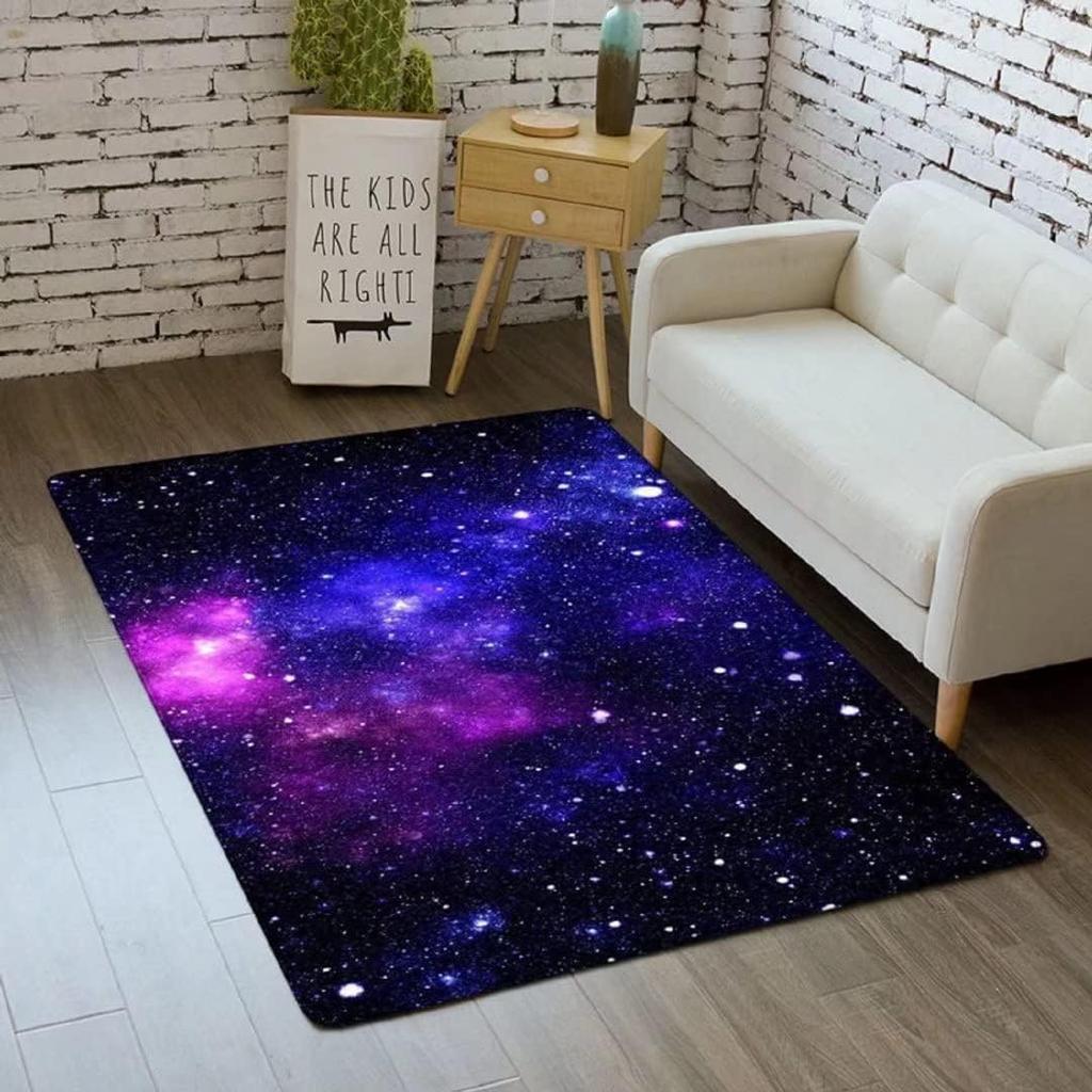 3D Galaxy Area Rug Outer Space Kitchen Floor Mat for Kids Boy Bedroom Non-Slip Nursery Crawling Carpet Dining Room Playroom Pads