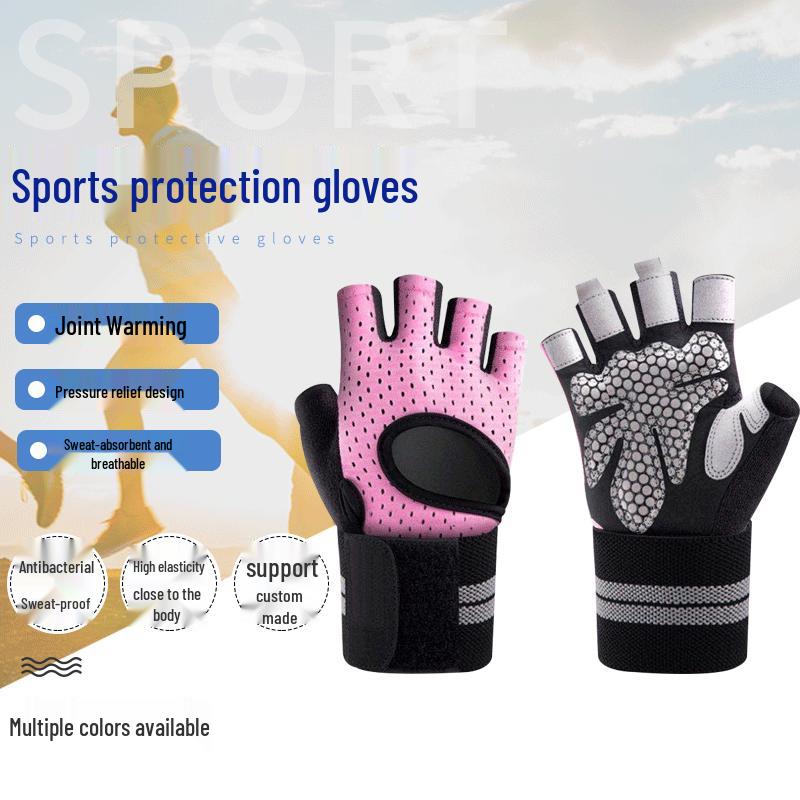 

Спортивные перчатки унисекс с полупальцами: Компрессионный ремень, Противоскользящий, Влаговпитывающий, Защита рук No Compression Strap