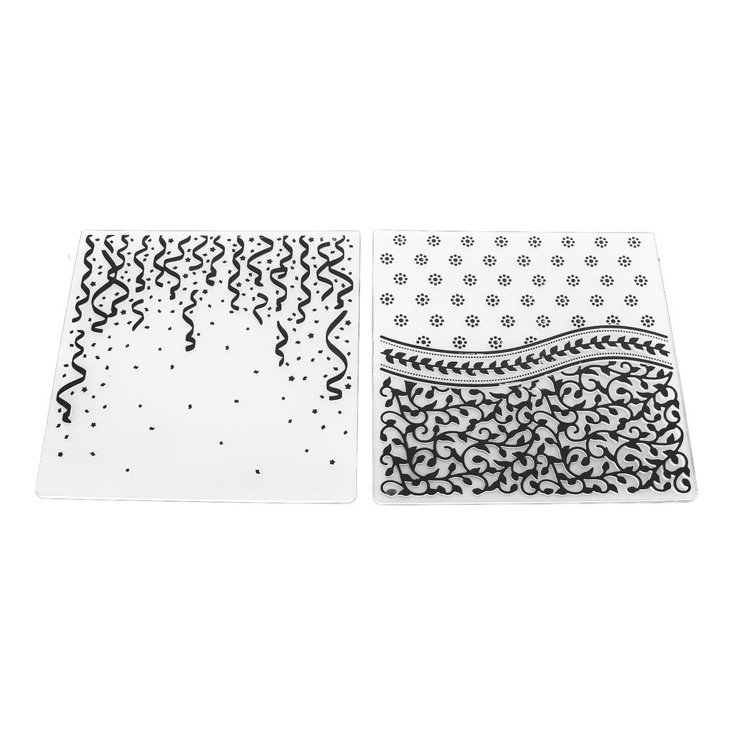 2pcs Embossing Folders Embossed Texture 15.1x15.1cm 5.9x5.9in Decorative Plastic Embossing Stencils for DIY Paper Craft