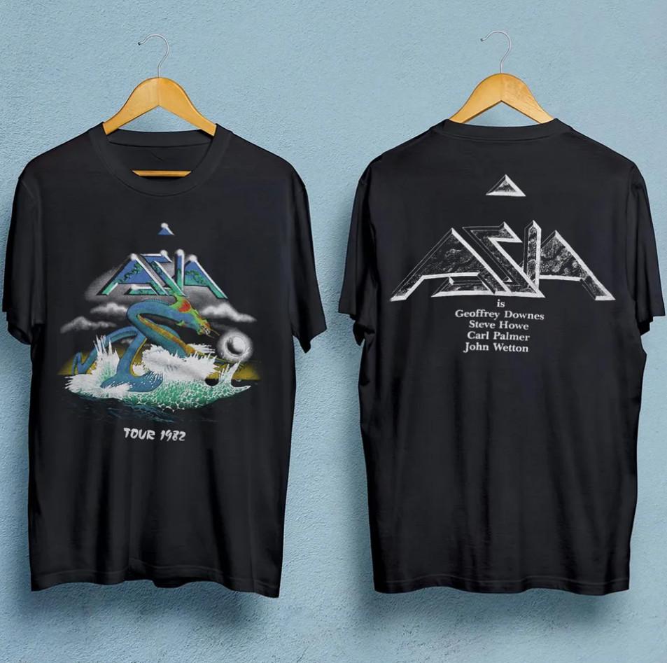 

ASIA Band Tour T-Shirt, Double-Sided Heavyweight Unisex Tee Men s S