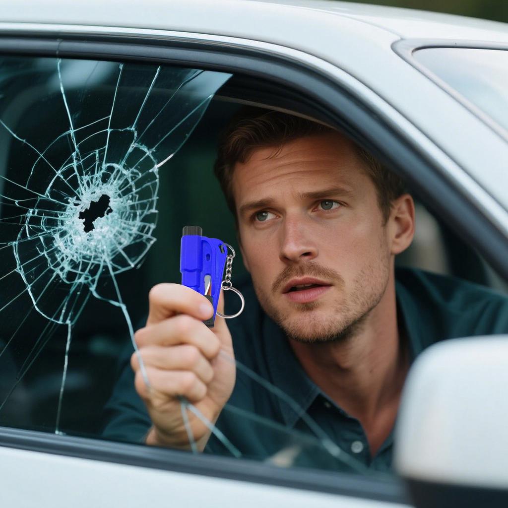 Window Breaker Tool Keychain, Multifunctional Glass Breaker, Cutter And Whistle, Emergency Keychain Car Escape Tool For All Cars, Car Accessor