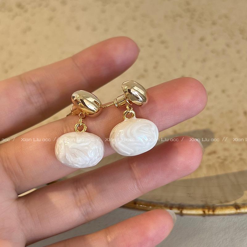 French Drip Glaze Romantic Bean Stud Earrings - Women s Elegant New Style Trendy Accessory