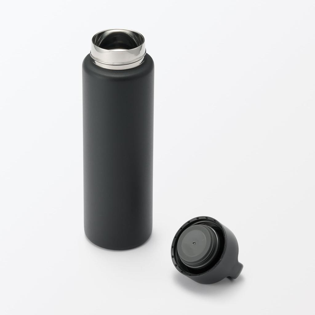 MUJI Vacuum Insulated Insulated Bottle with 76049050 Handle, 750mL, Black,