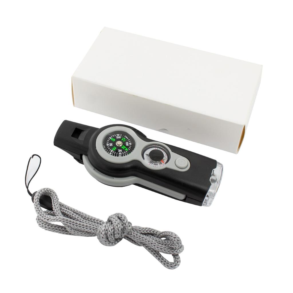 7 In1 Outdoor Survival Whistle Emergency Tools Camping Hiking Rescue Emergency Loud Whistle Compass Thermometer Magnifier